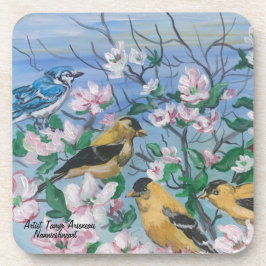 Vogels Hand geschilderd originele kunst Bier Onderzetter