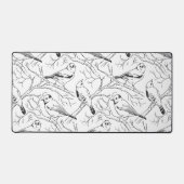 Vogels handgetekend zwart-wit patroon Modern Bureaumat (Voorkant)