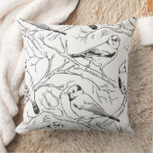 Vogels handgetekend zwart-wit patroon Modern Kussen (Deken)