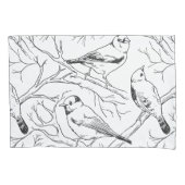 Vogels handgetekend zwart-wit patroon Modern Kussensloop (Voorkant-Links)