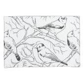 Vogels handgetekend zwart-wit patroon Modern Kussensloop (Voorkant-Rechts)