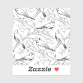 Vogels handgetekend zwart-wit patroon Modern Sticker (Vel)