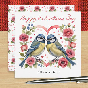 Vogels, Harten, Rozen Bloemen Op Maat Gemaakte Val Feestdagenkaart