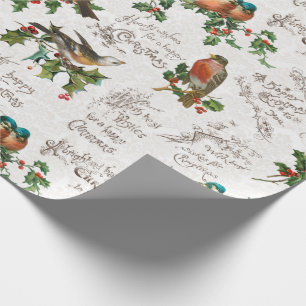 vogels, heilige en kerstgraten cadeaupapier