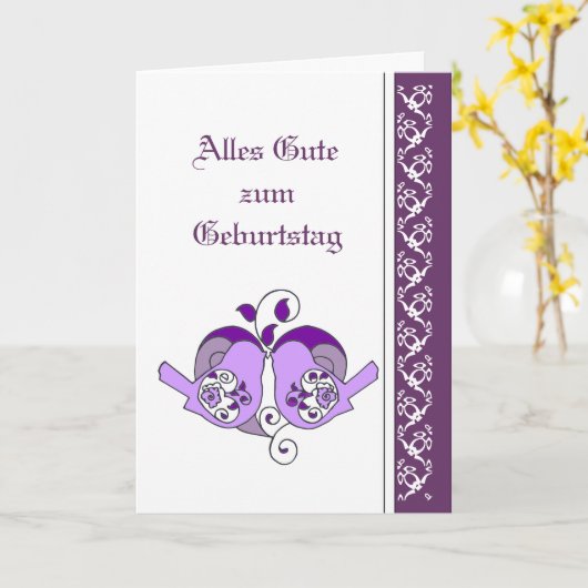 Vogels het Duits van de Harten van de verjaardag Kaart (Gele Bloem)