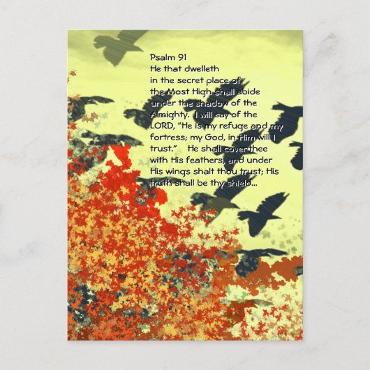 Vogels Hij zal u bedekken met Zijn veren, Briefkaart (Voorkant)