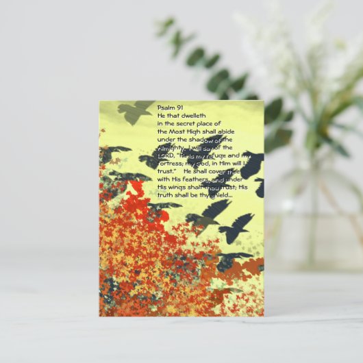 Vogels Hij zal u bedekken met Zijn veren, Briefkaart (Staand voorkant)