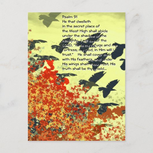 Vogels Hij zal u bedekken met Zijn veren, Briefkaart (Voorkant)