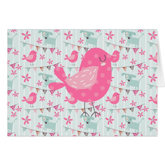 Vogels, honden, banners, bloemen (Voorkant Horizontaal)