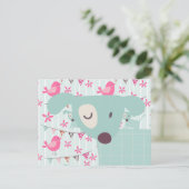 Vogels, honden, banners, bloemen briefkaart (Staand voorkant)