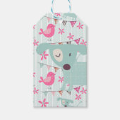 Vogels, honden, banners, bloemen cadeaulabel (Voorkant)