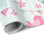 Vogels, honden, banners, bloemen cadeaupapier (Rol Hoek)