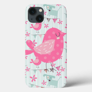 Vogels, honden, banners, bloemen iPhone 13 hoesje