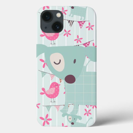 Vogels, honden, banners, bloemen Case-Mate iPhone case (Achterkant)