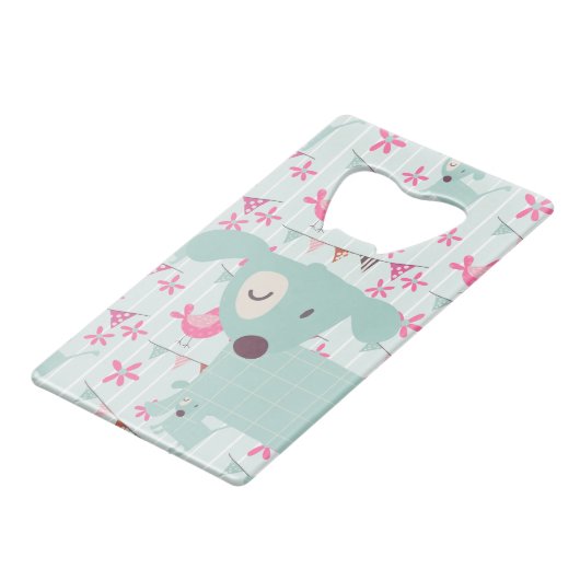 Vogels, honden, banners, bloemen creditkaart flessenopener (Voorkant Gekanteld)