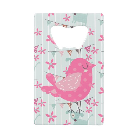 Vogels, honden, banners, bloemen creditkaart flessenopener (Achterkant)