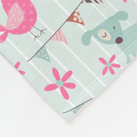 Vogels, honden, banners, bloemen fleece deken (Hoek)