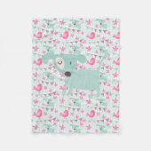 Vogels, honden, banners, bloemen fleece deken (Voorkant)