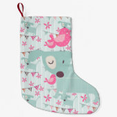 Vogels, honden, banners, bloemen kleine kerstsok (Voorkant)