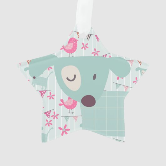 Vogels, honden, banners, bloemen ornament (achterkant)