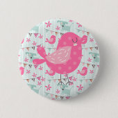 Vogels, honden, banners, bloemen ronde button 5,7 cm (Voorkant)