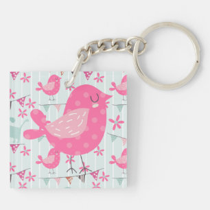 Vogels, honden, banners, bloemen sleutelhanger