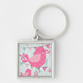 Vogels, honden, banners, bloemen sleutelhanger (Voorkant)