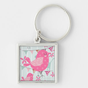 Vogels, honden, banners, bloemen sleutelhanger