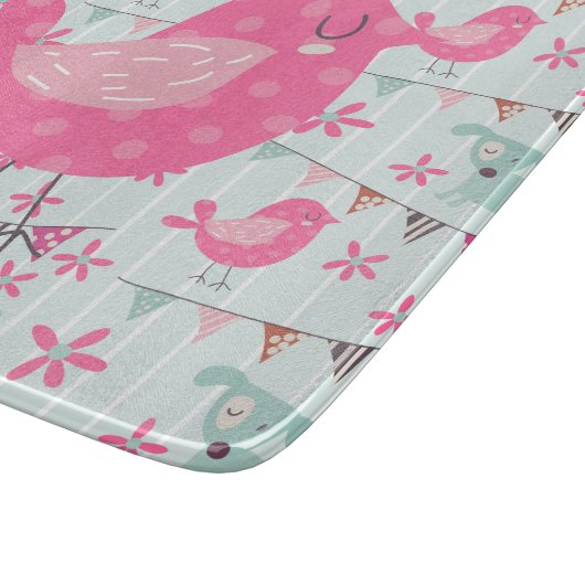 Vogels, honden, banners, bloemen snijplank (Hoek)