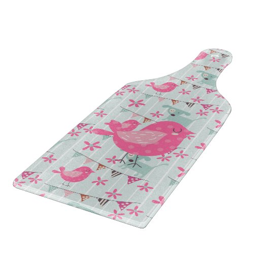 Vogels, honden, banners, bloemen snijplank (Hoek)