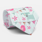 Vogels, honden, banners, bloemen stropdas (Opgerold)