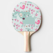 Vogels, honden, banners, bloemen tafeltennisbatje (Voorkant)