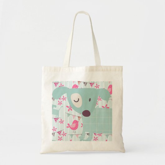 Vogels, honden, banners, bloemen tote bag (Voorkant)