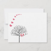  vogels Honeysuckle Pink Wedding Invite Kaart (Achterkant)