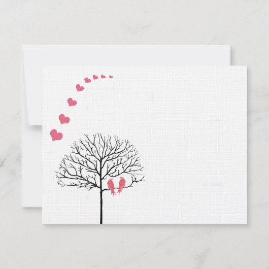 vogels Honeysuckle Pink Wedding Invite Kaart (Achterkant)