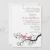  vogels Honeysuckle Pink Wedding Invite Kaart (Voorkant)