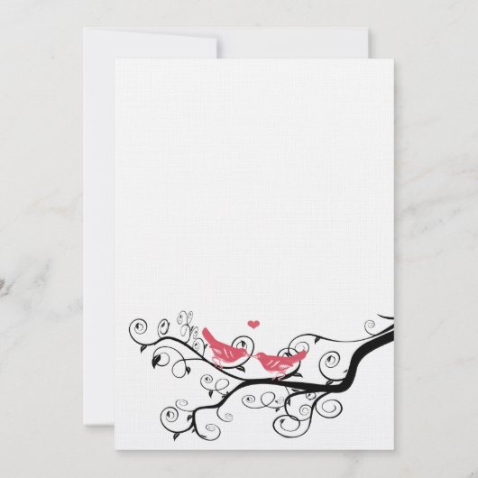  vogels Honeysuckle Pink Wedding Invite Kaart (Achterkant)