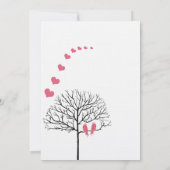  vogels Honeysuckle Pink Wedding Invite Kaart (Achterkant)