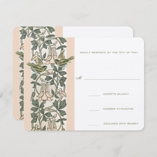 Vogels HoneySuckle Wedding RSVP (Voorkant / Achterkant)