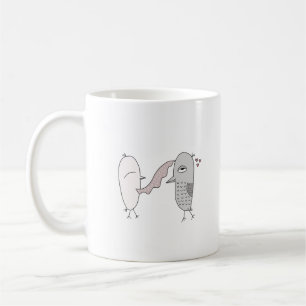 Vogels houden van paar schattige herfstthee koffie koffiemok