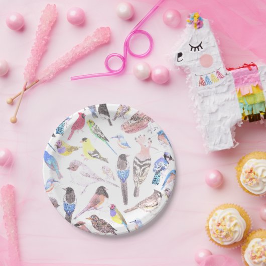 vogels in Amerika- huisdieren en wilde vogels in p Papieren Bordje (Feest)