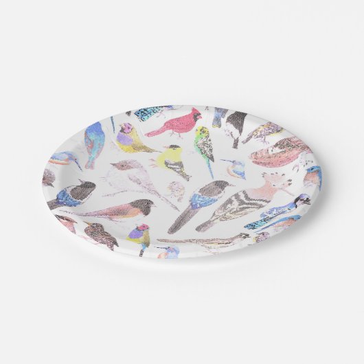 vogels in Amerika- huisdieren en wilde vogels in p Papieren Bordje (Gekanteld)