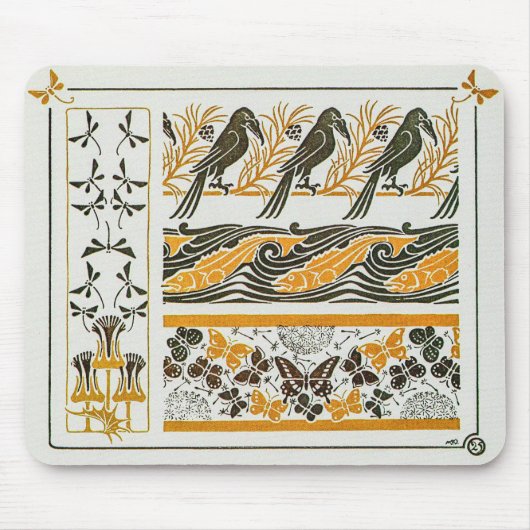 Vogels in Art Nouveau van Maurice Verneuil Muismat (Voorkant)