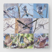 Vogels in bewegingsklok vierkante klok (Voorkant)