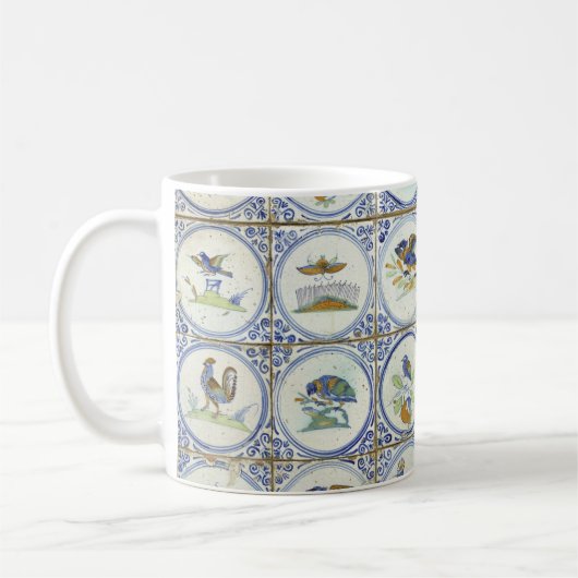 Vogels in blauw Delft Koffiemok (Links)