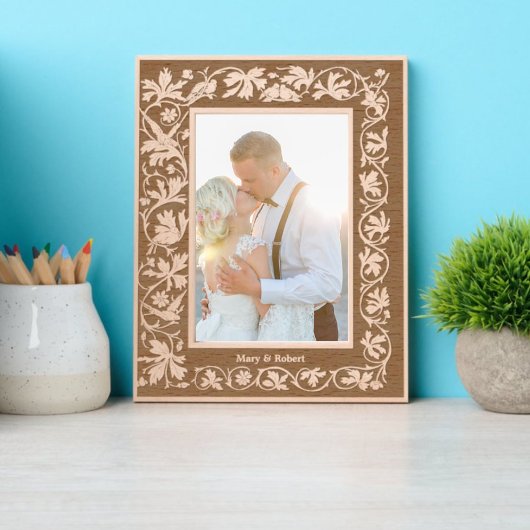 Vogels in bloemenwijnstok gebladerte grens gegraveerde lijstjes