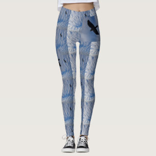 Vogels in Blue Cloudy Sky Legging