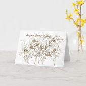 Vogels in boompen en inktschets Vaderdag Kaart (Gele Bloem)