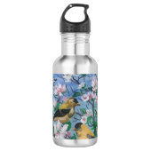 Vogels in de achtertuin gele vink hand geschilderd waterfles  (Voorkant)