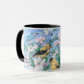 Vogels in de achtertuin Hand geschilderde kunst Mok (Voorkant links)